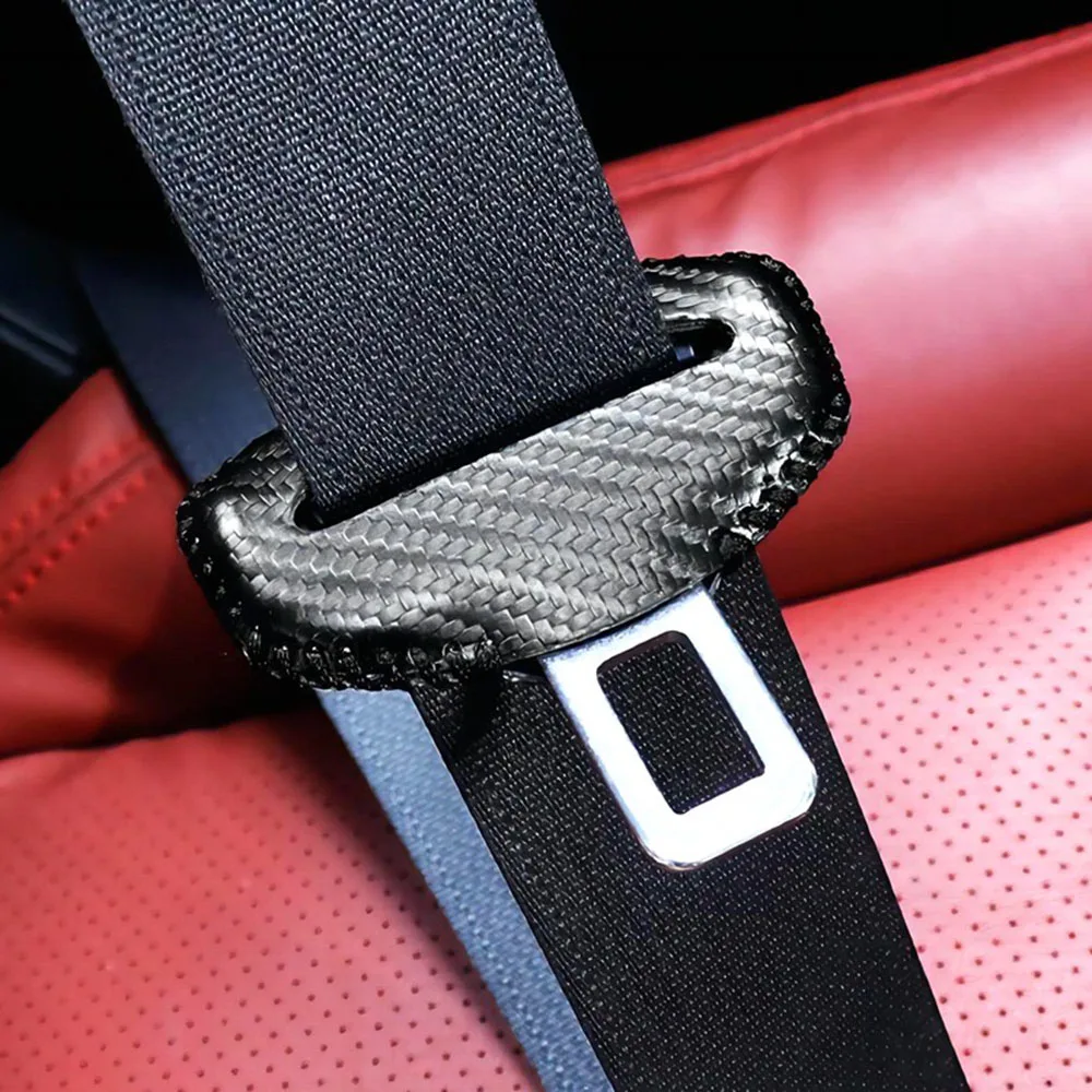 1PCS Universal Car Seat Belt Buckle Cover Protector Anti-collision Case PU Leather Protection Wear Car Interior Accessories image 3
