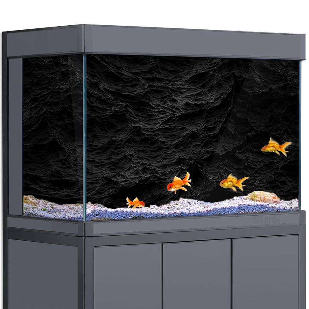 

Aquarium Background Sticker Decoration for Fish Tanks, Black Brick Stone Walls HD 3D Poster Self-Adhesive Waterproof