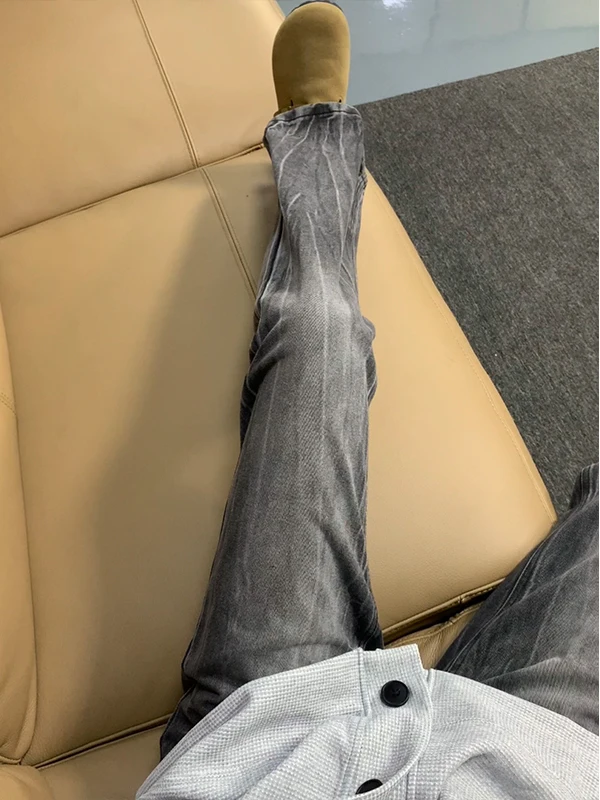 

Bla Bamboo Lightning Pattern Straight Leg Jeans Men's Autumn American High Street Sle Slimming Loose Fit Casual Pants