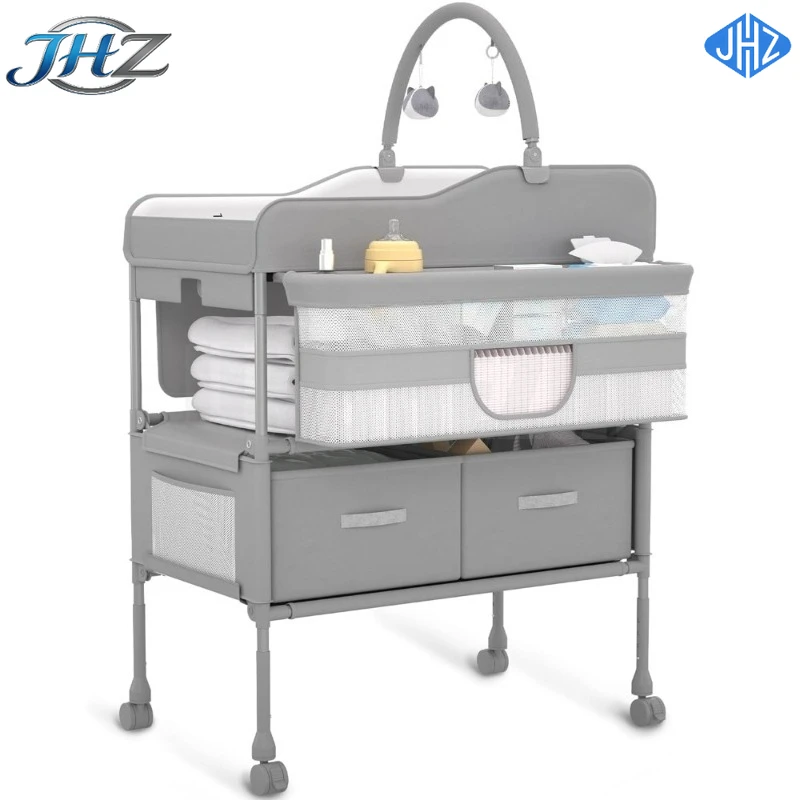 

Пеленальный столик JHZ, универсальный складной пеленальный столик, водонепроницаемая станция для смены подгузников, регулируемая высота с 2 ящиками