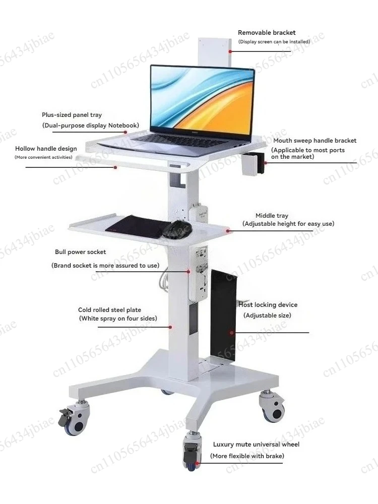Silent Wheel Trolley Dental Scanner Cart Oral Hospital Clinic Laptop Desktop Holder Host Mobile