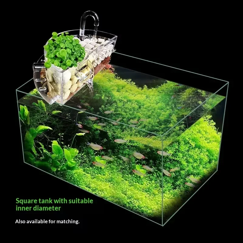 for Plastic Fish Tank Drip Filter Box Small External Top Mount Silent 3-in-1 Water Purifier
