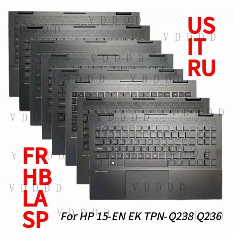 Z...  HP 15-EN EK TPN-Q238 Q236 Palmrest Cover RGB Colorful backlighting Keyboard