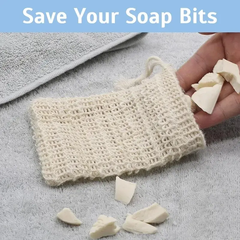 5Pcs Sisal Soap Saver Bag Exfoliating Mesh Pouch Eco Friendly Natural Zero Waste Foaming And Scrubbing Sisal Bag For Bathroom