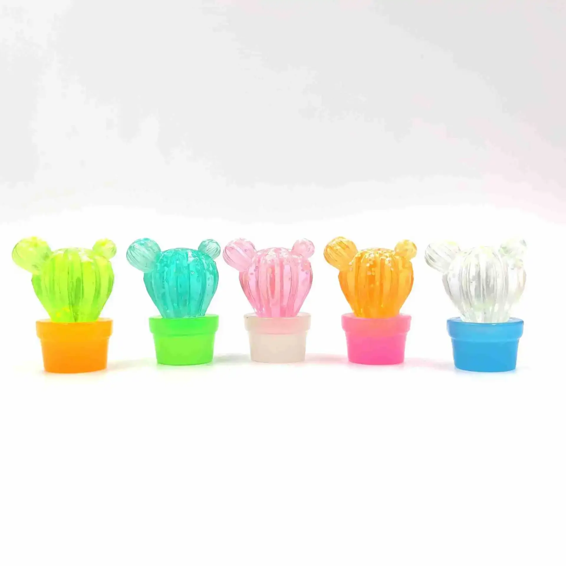 5pcs Cute Mini Luminous Succulent Cactus Plant Decor Ornament Miniature Car Dashboard Toys Landscape Dollhouse Decoration