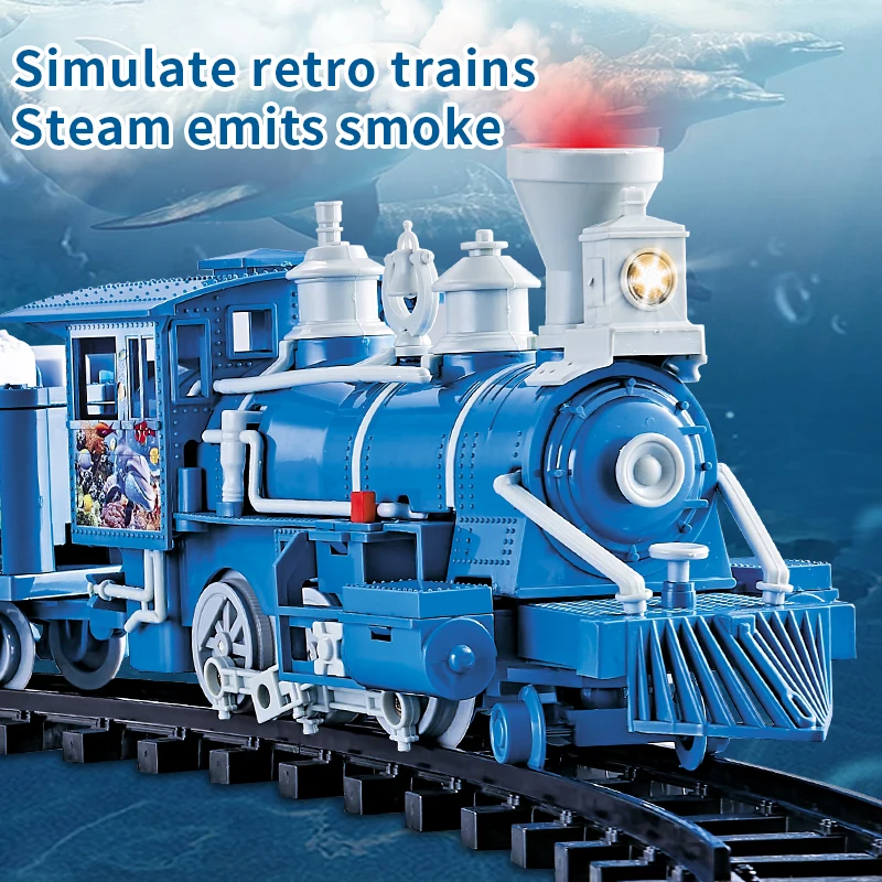 Simulated ocean steam train, classic retro steam train shape, double upgrade, parent-child interaction, warm companionship