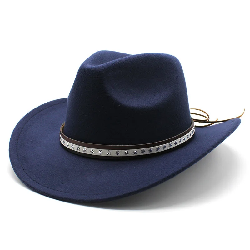 Cross Border Fur Felt Hat Retro Woolen Hat Cowboy Hat Belt Woolen Hat Ethnic A Hood Retro Fedora Hat