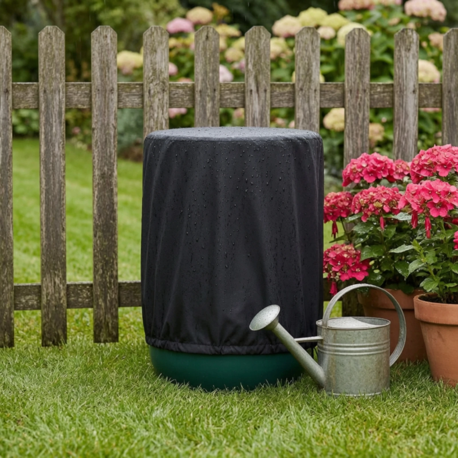 Water Pail Dust Cover Adjustable Barrel Cover with Drawstring Long-Lasting Outdoor for Garden, Backyard