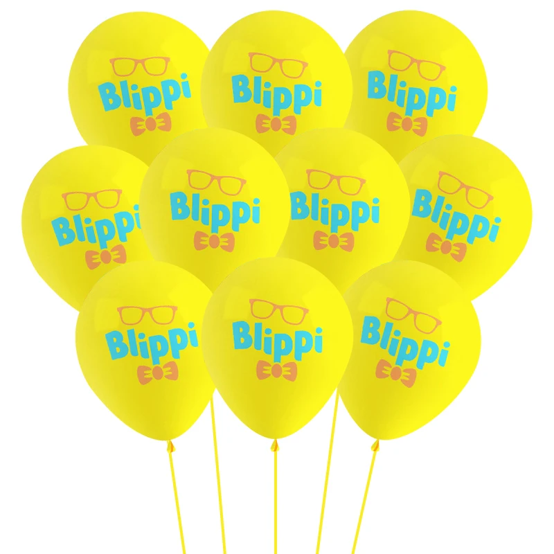 10/30/50PCS Blippi Theme Decorative Balloon Set 12inch Yellow Blue Orange Latex Balloon Children\'s Birthday Party Decor Supplies