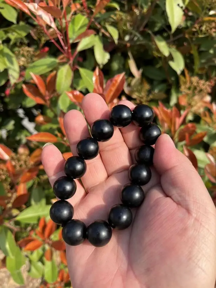 CERTIFIED 87.5g EXQUISITE CHINESE 100% NATURAL NEPHRITE BLACK JADE BRACELET