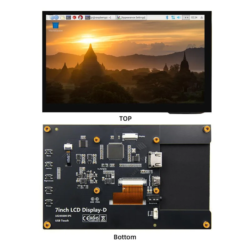 

【Последнее место!】7-дюймовый 1024X600 внутренний совместимый IPS ЖК-модуль, экран монитора с емкостной сенсорной панелью для Raspber