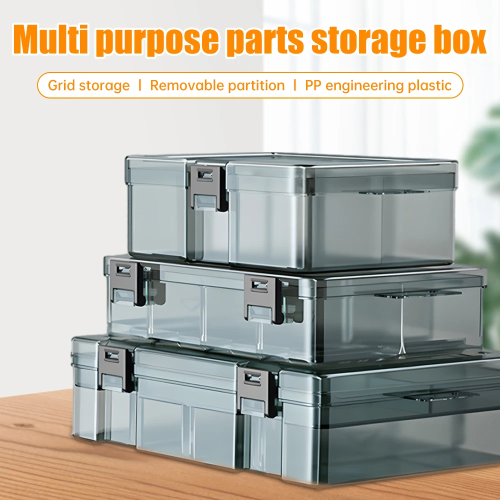 Plastic Hardware Parts Storage Box 6/18/21 Grids Tool Classification Organizer Electronic Component Drill Bit Accessory Suitcase