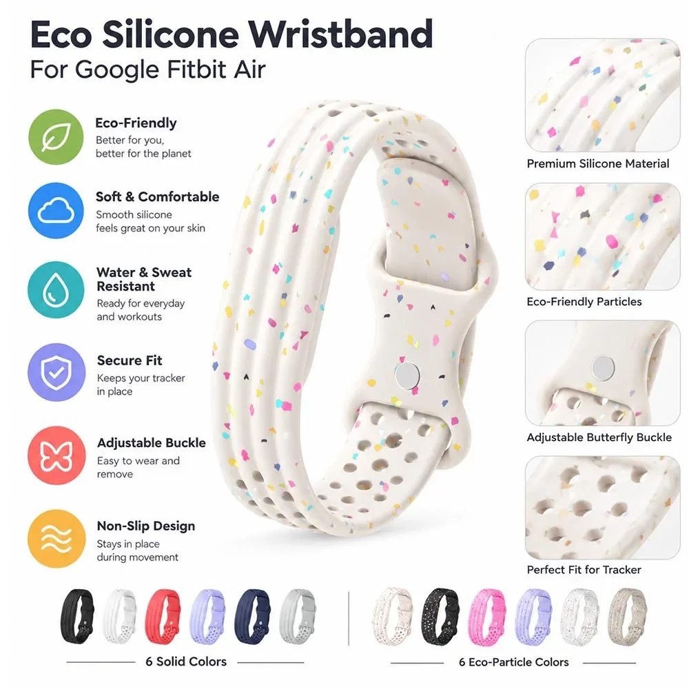 Breathable Silicone Strap for Google Fitbit Air Band Comfortable Silicone Sport Replacement Band for Google Fitbit Air Accessory