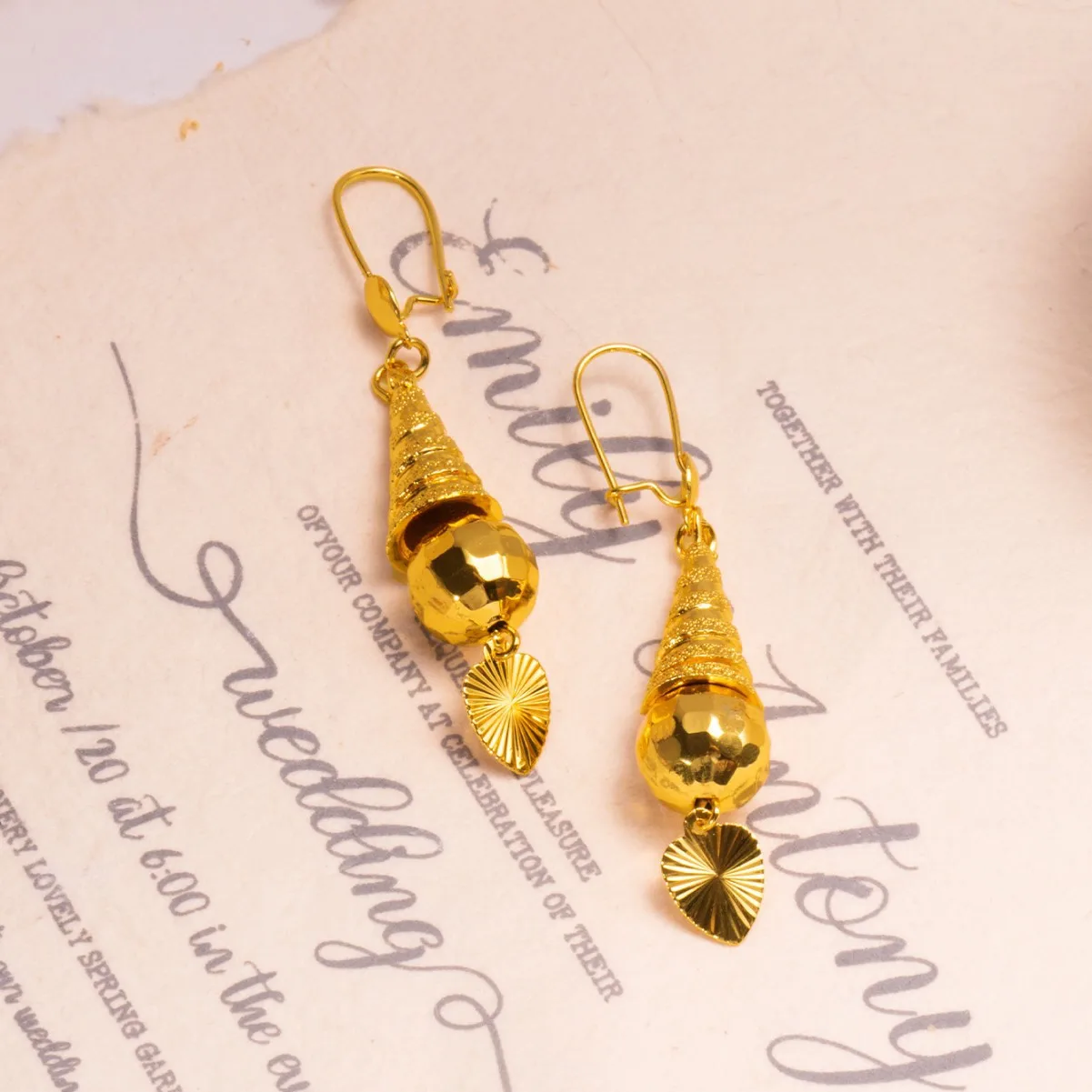 9999 gold new product spiral zebra-pattern enamel-colored long-style ear pendant earrings with antique ear clips