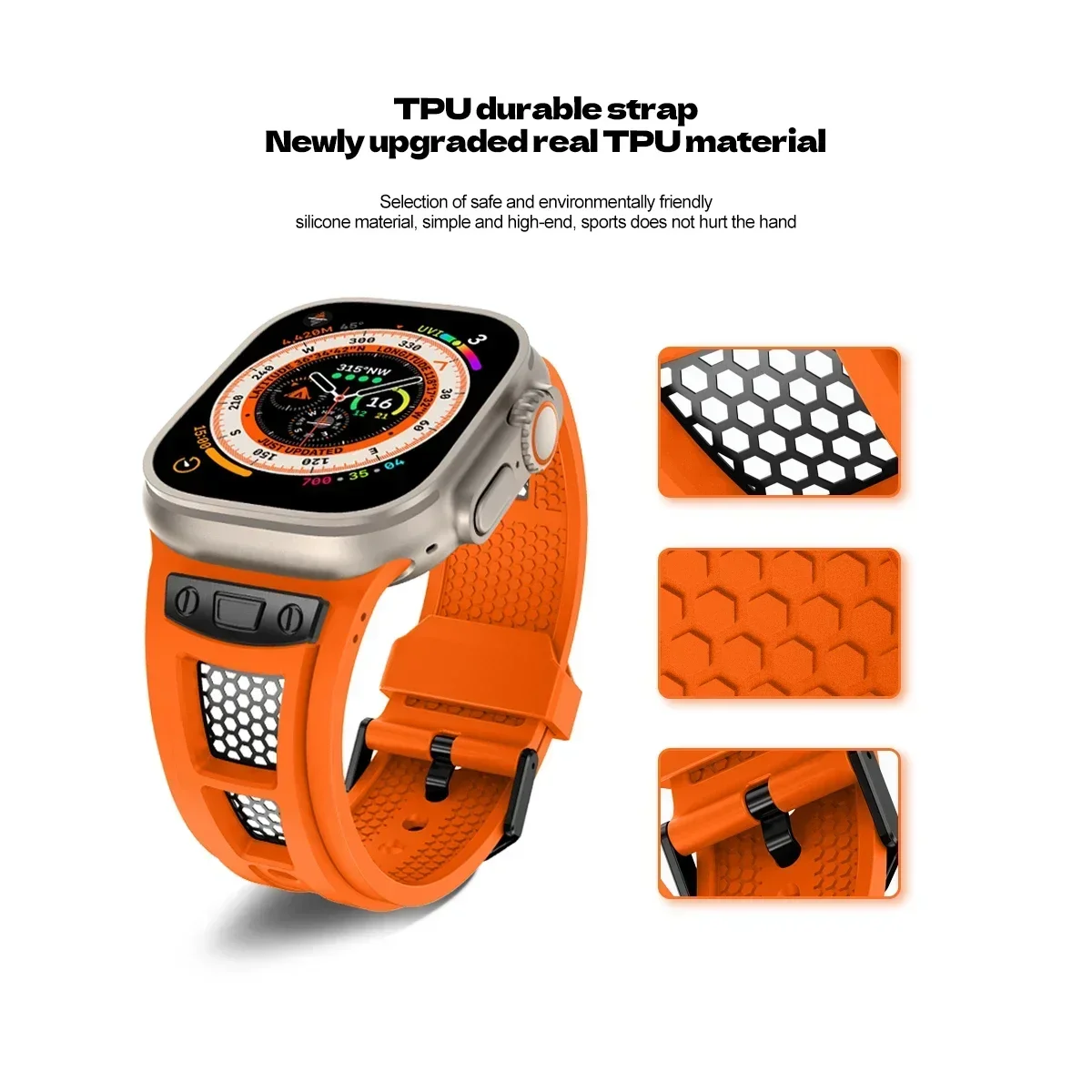 Silicone Strap For Apple Watch Ultra 2 Band 49mm 45mm 44mm 42mm titanium Wrist racelet correa iWatch Series 9 8 7 6 5 4 7 8 SE
