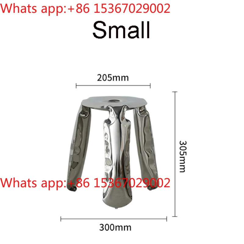 Living Room Modern Footrest Interior Round Luxury Art Stainless Steel Balloon Stool Metal Three-legged Design Low Stool Ottomans