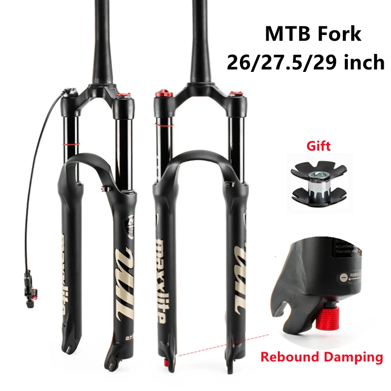 

Mountain Bike Suspension Fork 29 Inch MTB Air Fork 120mm Travel Damping Rebound Adjustment 100*9mm QR Bicycle Parts