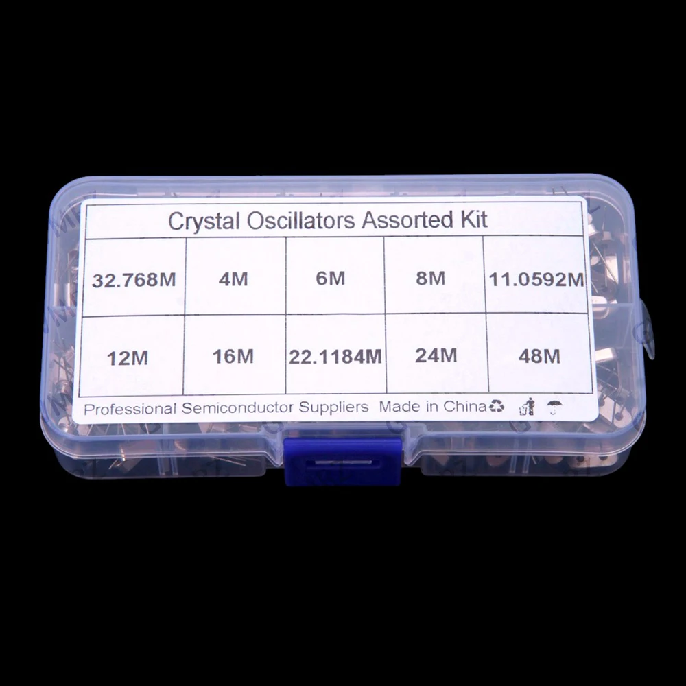 200PCS 8mhz 16mhz 24mhz 4MHz 12MHz 10Values ​​HC-49S Passive Crystal Oscillator Kit 32.768kHz 8mhz