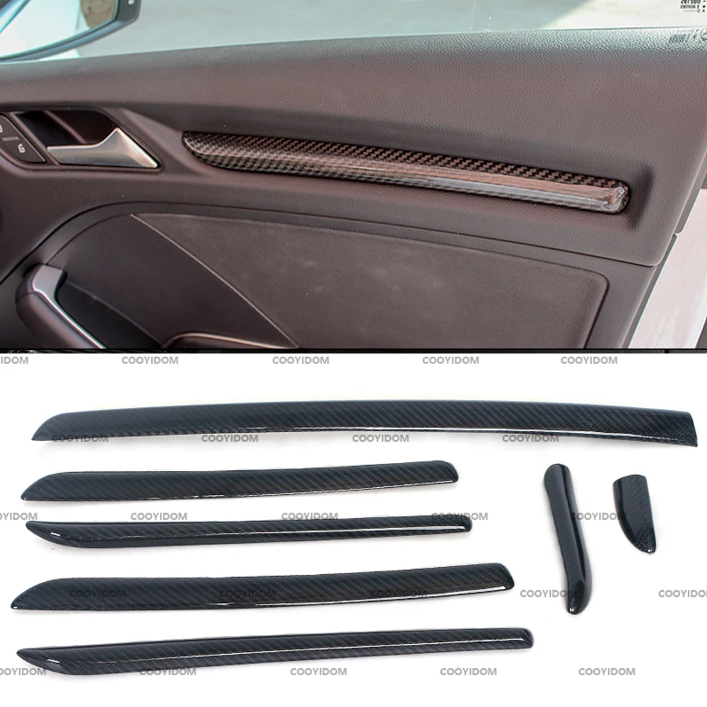 

For Audi A3 S3 RS3 2014-2018 LHD Car Center Console Door Panel Carbon Fiber Interior Moldings Cover Trims Accessories