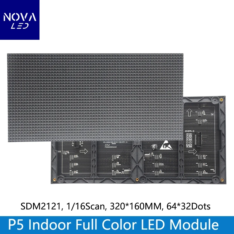 P5 Indoor Full Color LED Display Module 320mm x 160mm SMD RGB 3 in 1 P5 LED Panel 64x32 LED Display Video Wall