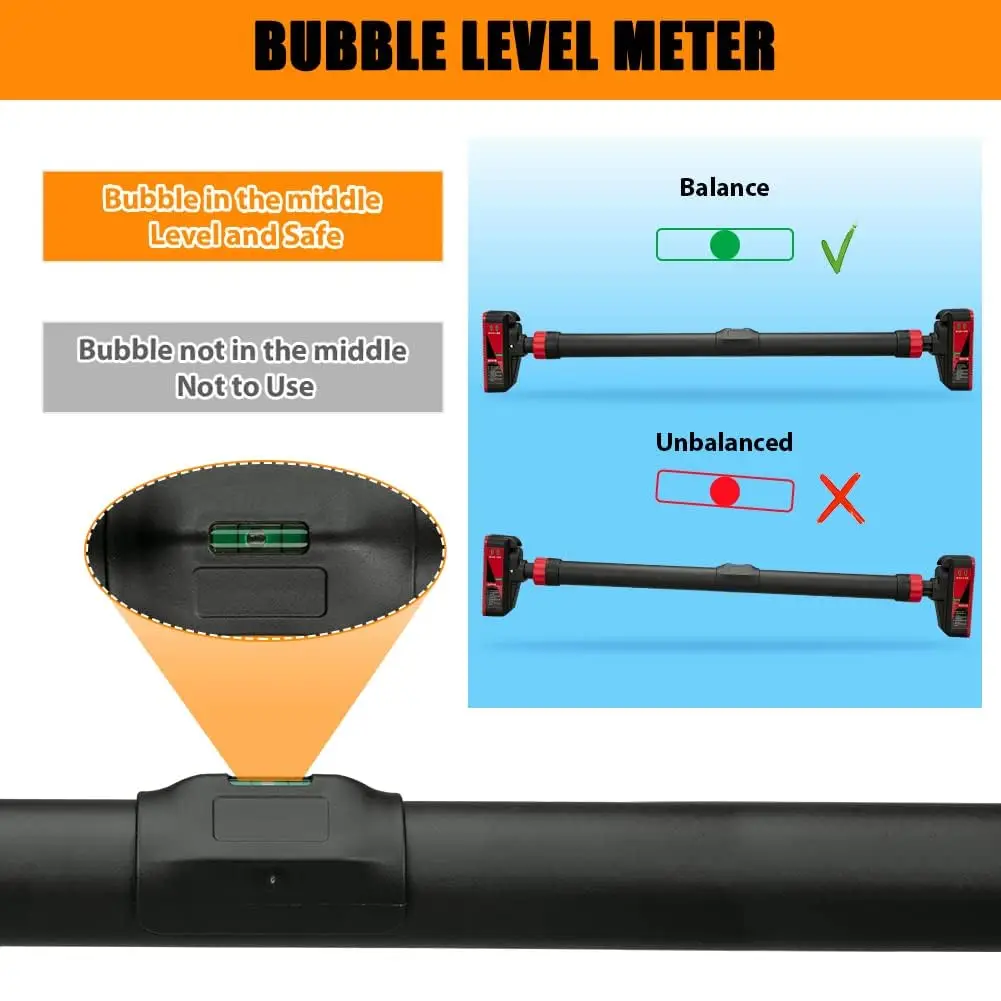 Pull Up Bar for Doorway, Strength Pull-Up Bars, Adjustable Width Chin-Up Bar for Home Gym, No-Screw, No Installation Required, with Level Meter, Max Load 440 Lbs,Upper Body Strength Training image 7