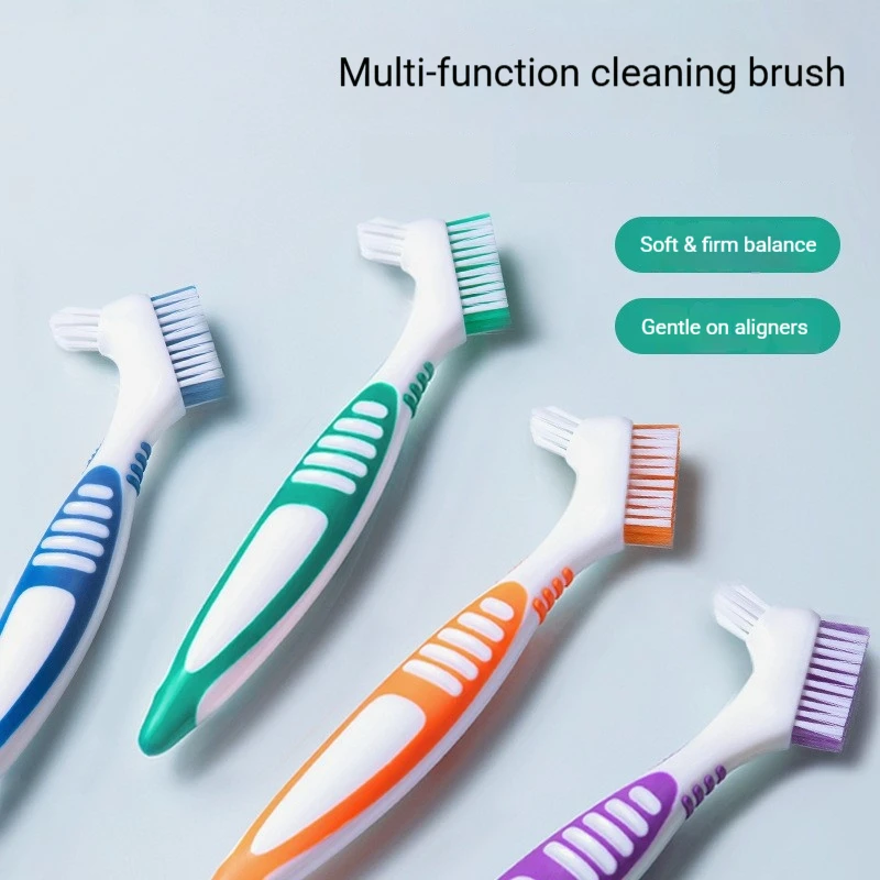 

Набор из 5 двусторонних щеток для чистки зубных протезов разноцветных (случайных) цветов, с наконечниками из микрофибры средней жесткости для тщательного ухода за полостью рта, подходят для удаления остатков пищи и поддержания гигиены мостовидных протезов