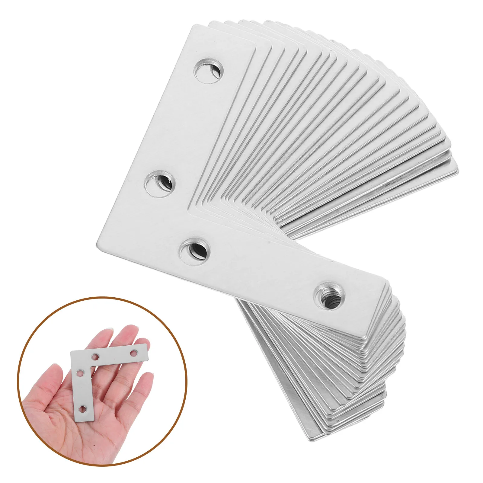 

1Set Stainless Steel Angle Bracket L-Shaped Flat Connector Four Holes Furniture Wood Shelf Support Heavy Duty Metal Braces