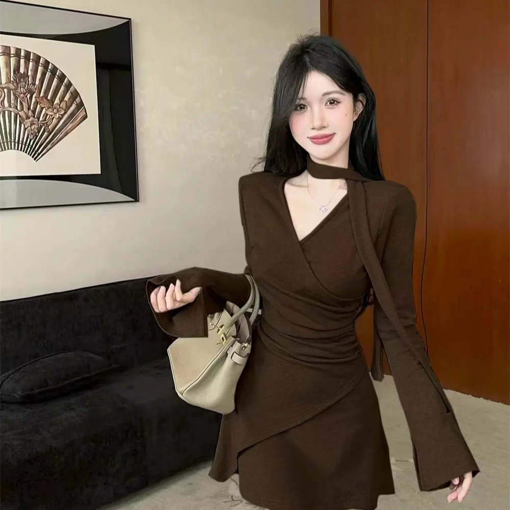 

Pure Desire, осень-зима, облегающая юбка с v-образным вырезом, сексуальная юбка с разрезом на талии, с завязкой на талии и Sa