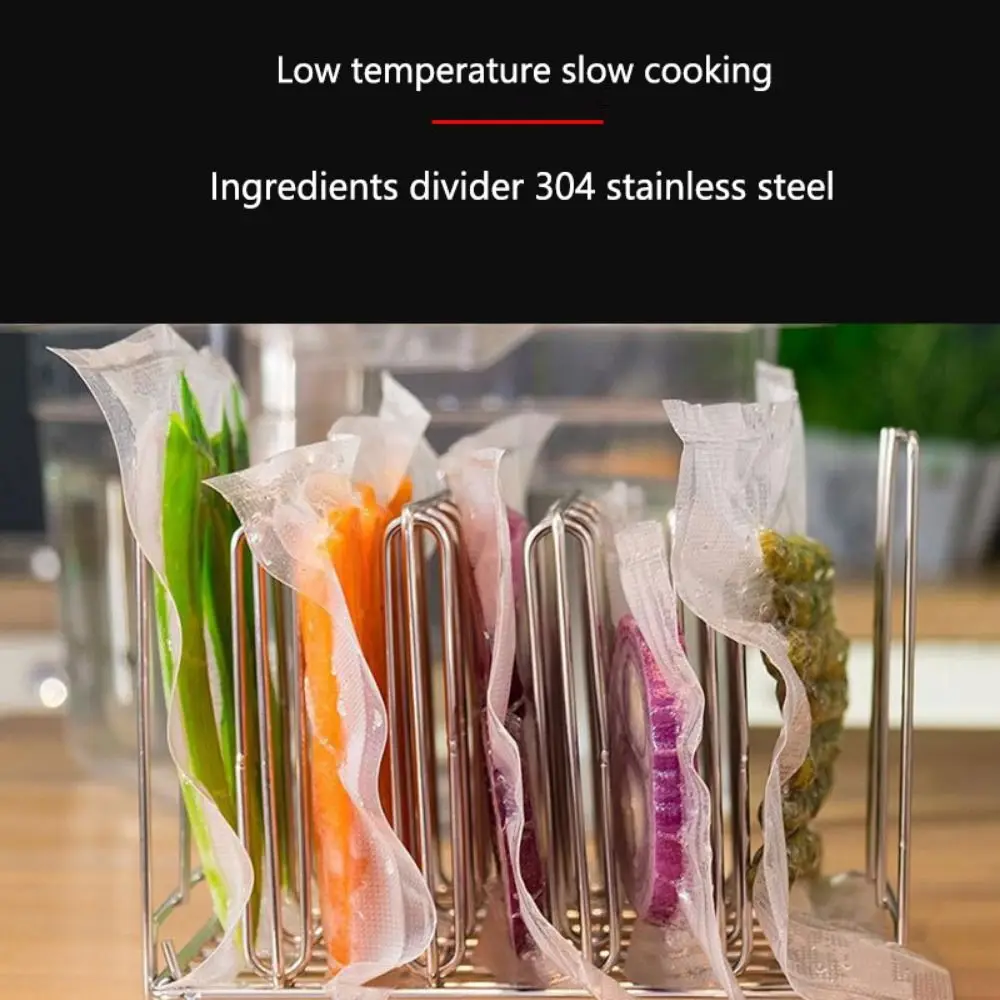 Vertical Mount Vide Rack Divider 5 Detachable Dividers Collapsible Sous-Vide Machine Stainless Steel No-Float Top Bar