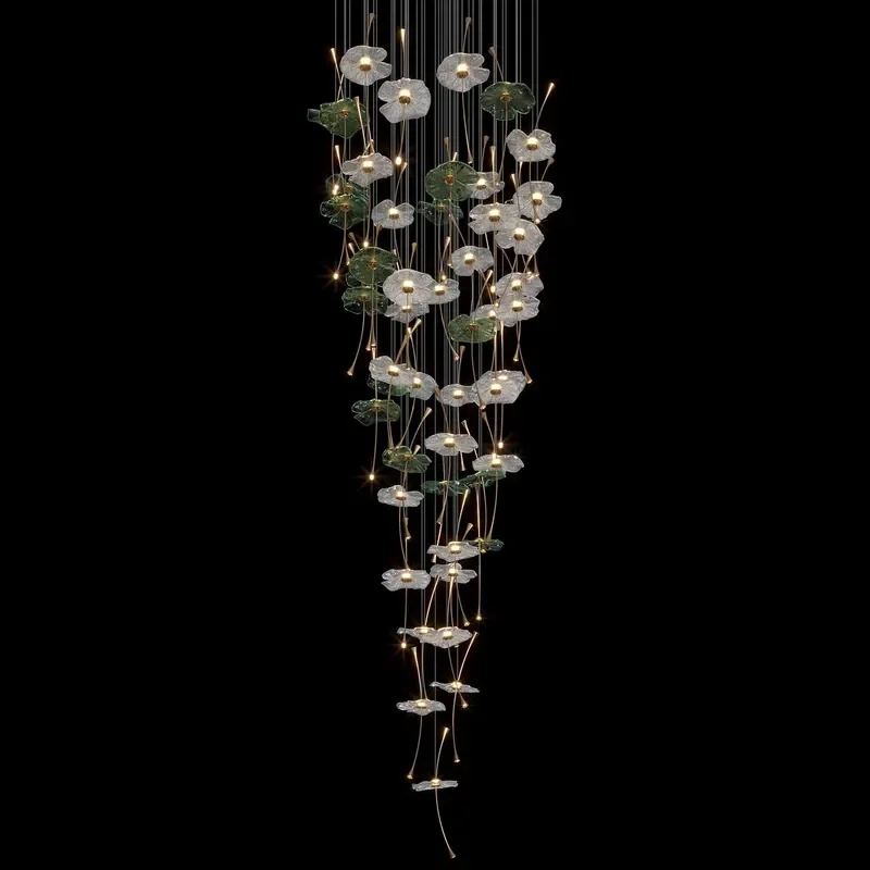 Luxury Metallic Glass Chandelier Modern Interior Lighting Fixture for Living Room Dining Room Bedroom Home Decor