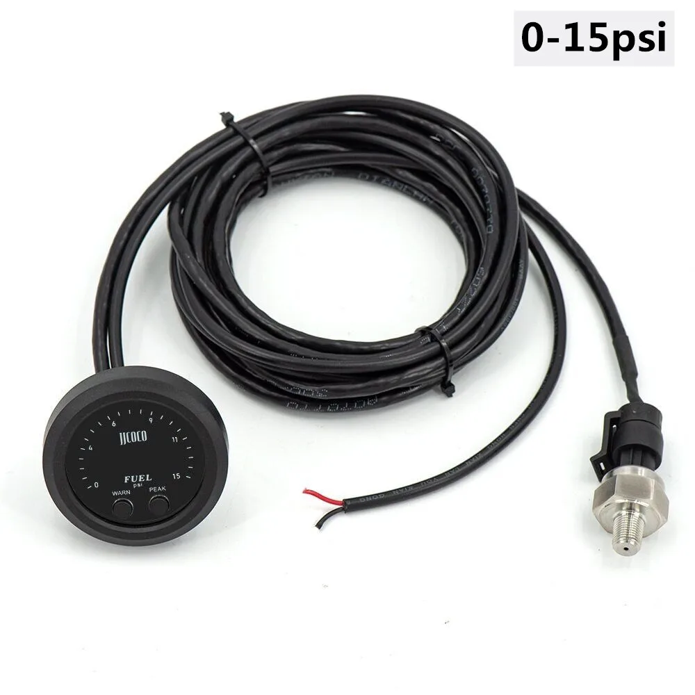 

2" 52mm Universal Ultra-thin Electronic Fuel Pressure Gauge with 1/8 npt Sensor Oil Pressure Meter Red Display Digital 0-15psi