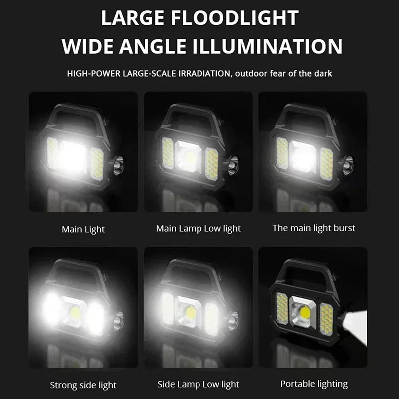 Portable Solar USB Rechargeable Flashlight COB LED Super Bright Torch Outdoor Camping Fishing Emergency Working Lantern