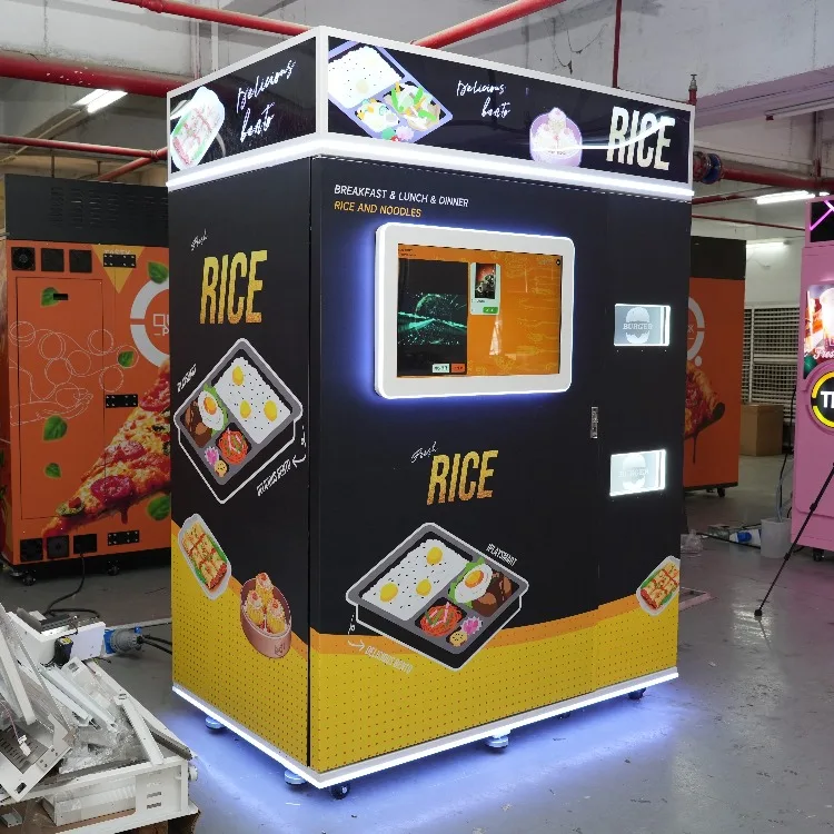 Factory Lunch Box Fresh Pre-Made Meal Vending Machine Stainless Steel Touchscreen 132 Pcs Capacity Fast Microwave Heating