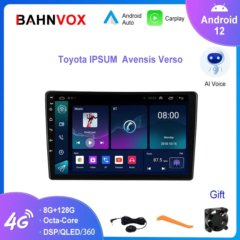 

9" Android 12.0 Car Radio For Toyota IPSUM Avensis Verso Nissan Almera Carplay GPS Navigation Multimedia Player Stereo Head Unit