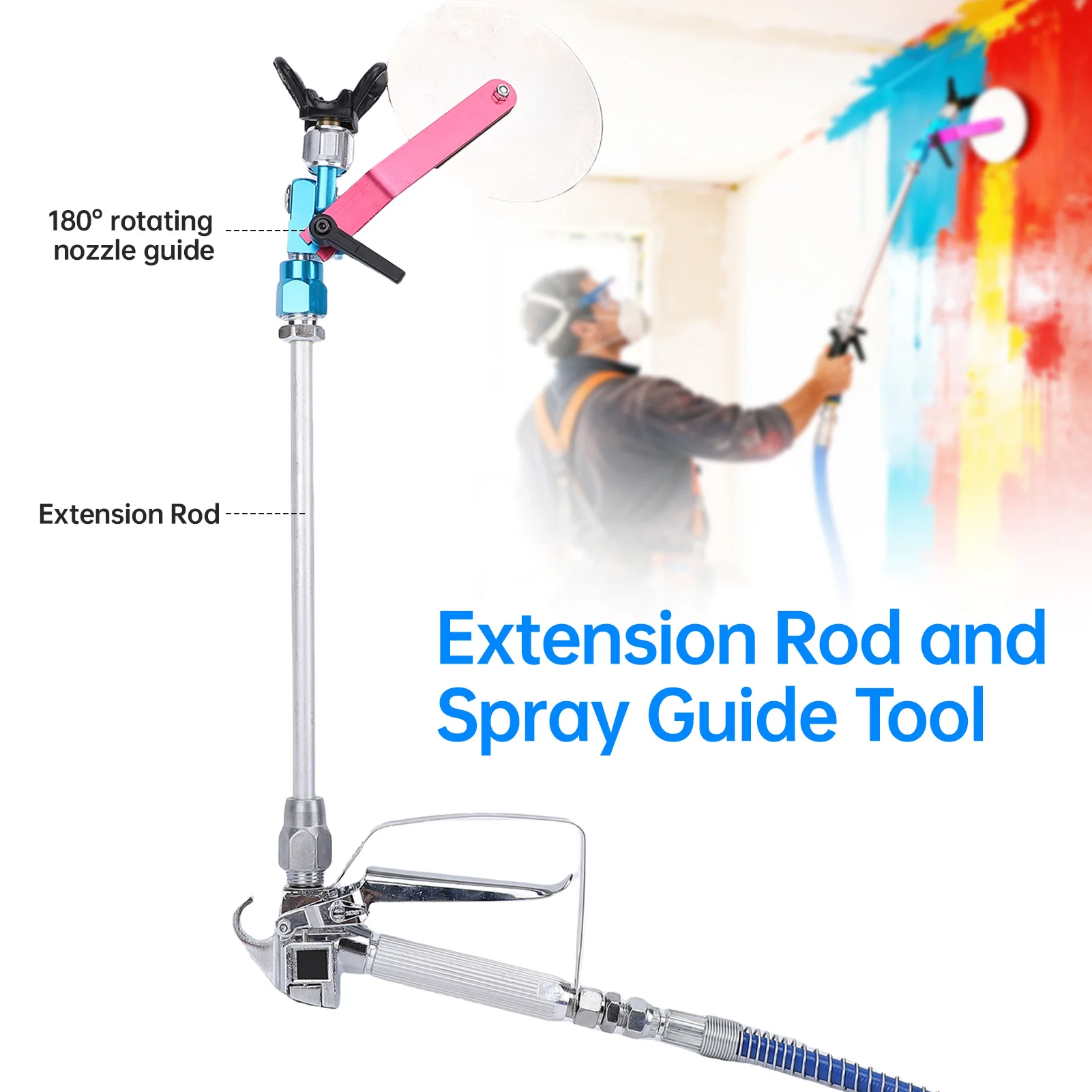 22 قطعة طقم بخاخ طلاء بدون هواء خرطوم 50 قدم 6 فوهات قابلة للعكس (211,313,415,515,517,623) 4 قضبان تمديد 6 أداة دليل المرشحات