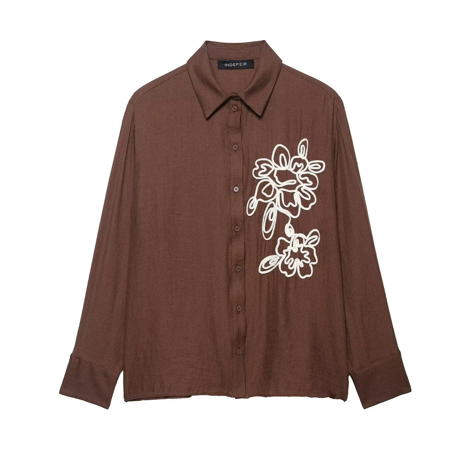 Blusa feminina de manga comprida de inspiração étnica casual moda floral textura camisa nova camisa bordada estilo vintage