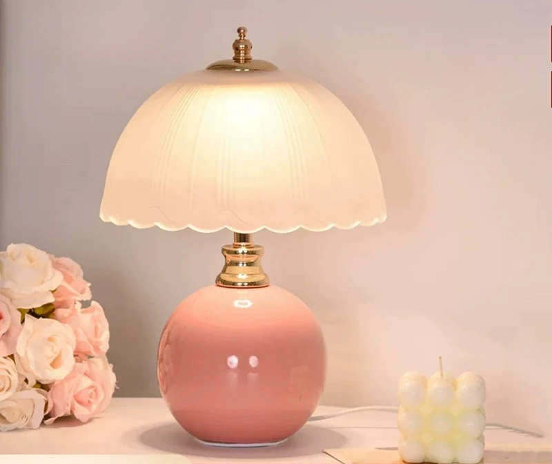 

Luxury Cream Table Lamp Creative Atmosphere Night Light for Bedroom Nightstand USB Plug