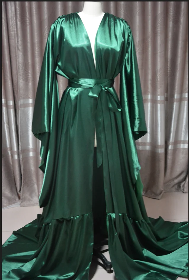 Robes de mariée en Satin de soie, demoiselle d'honneur, mariage, enterrement de vie de jeune fille, chemise de nuit, peignoir, cape personnalisée