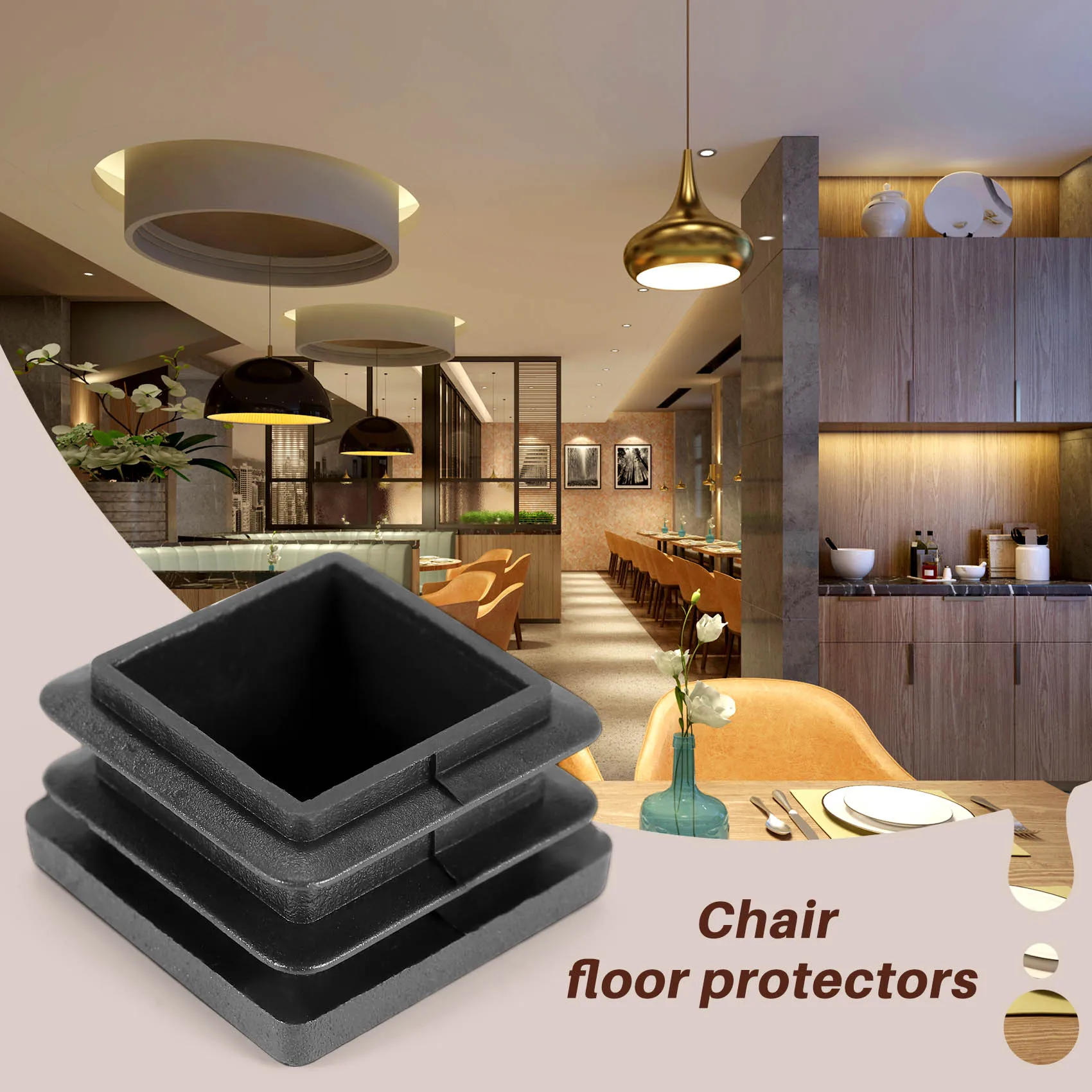 ABXF-200Pcs 1인치 사각 튜브 엔드 캡 플라스틱 플러그 튜브 엔드 캡 포스트 파이프 캡 커버 튜빙 인서트 의자 글라이드 플러그