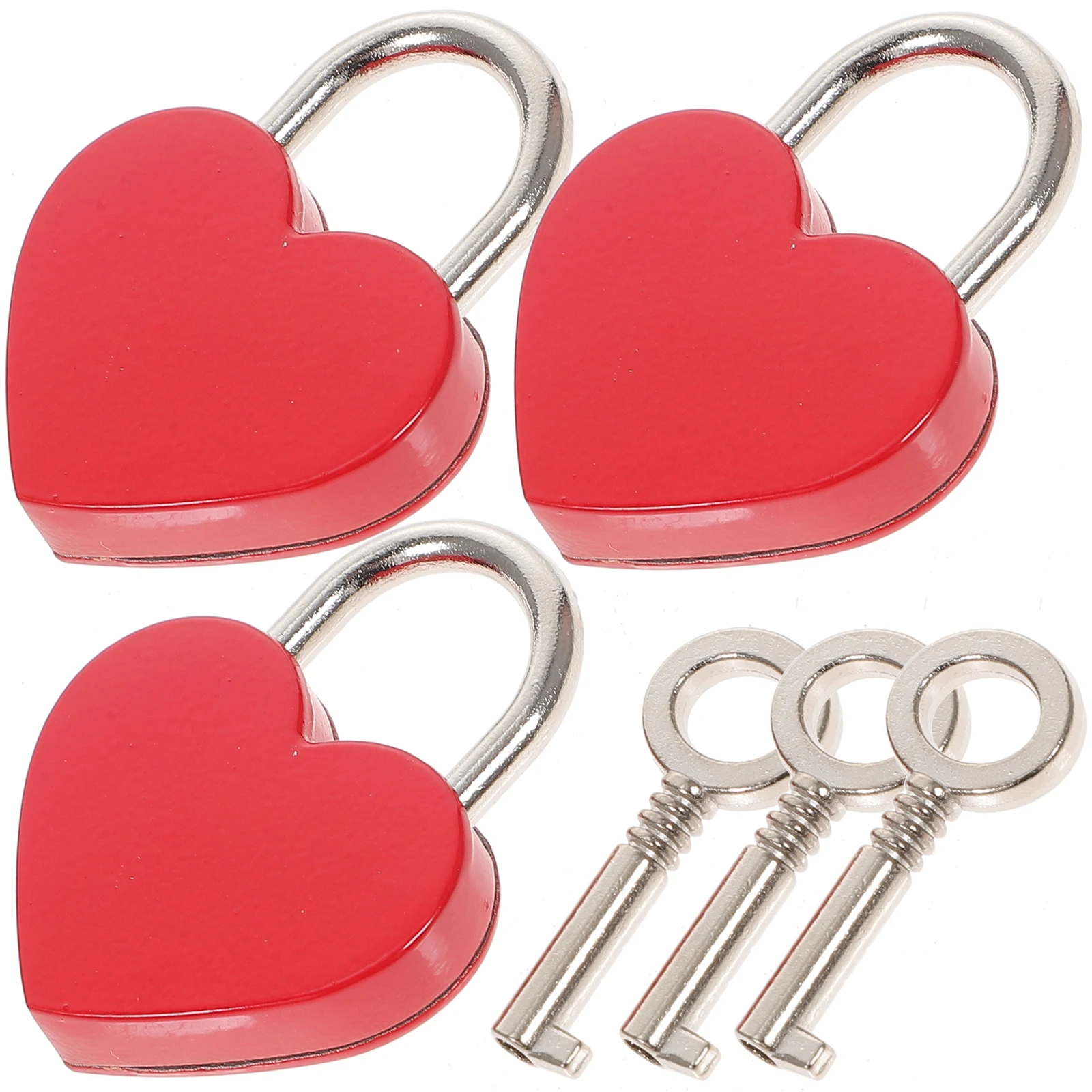 

3 Sets Heart Lock Small Padlock with Key Keyed Padlocks Shape Like Design Mini Color Zinc Alloy Travel for Luggage