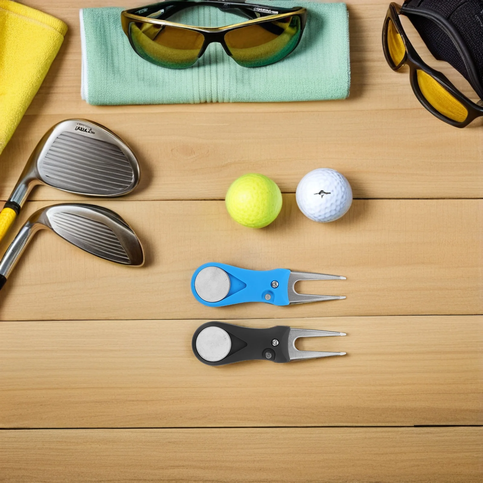 2 قطعة أداة ديفوت معدنية جولف الأخضر إصلاح شوكة الدقة العشب الاختراق تصميم قابل للطي لصيانة علامات الكرة جولف #1