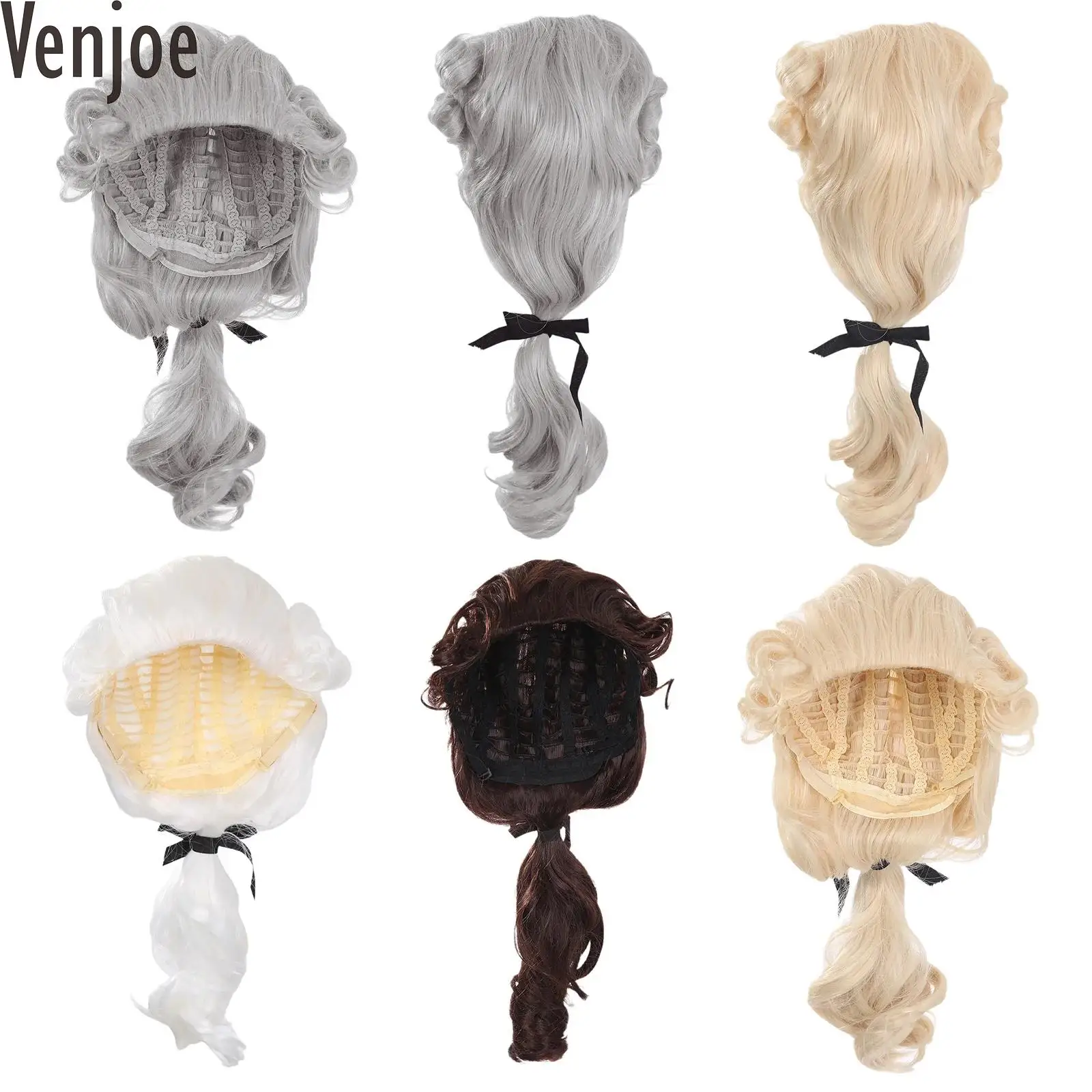 Synthetic Hair Duchess Washington Lawyer Judge Cosplay Wigs Long Heat Resistant Fiber Curly Wig for Men and Women