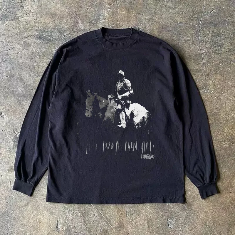 ヘビーウェイト300g純綿長袖tシャツ-アメリカンレトロ-オーバーサイズ-ストリートウェア-多用途-快適-クラシックスタイル