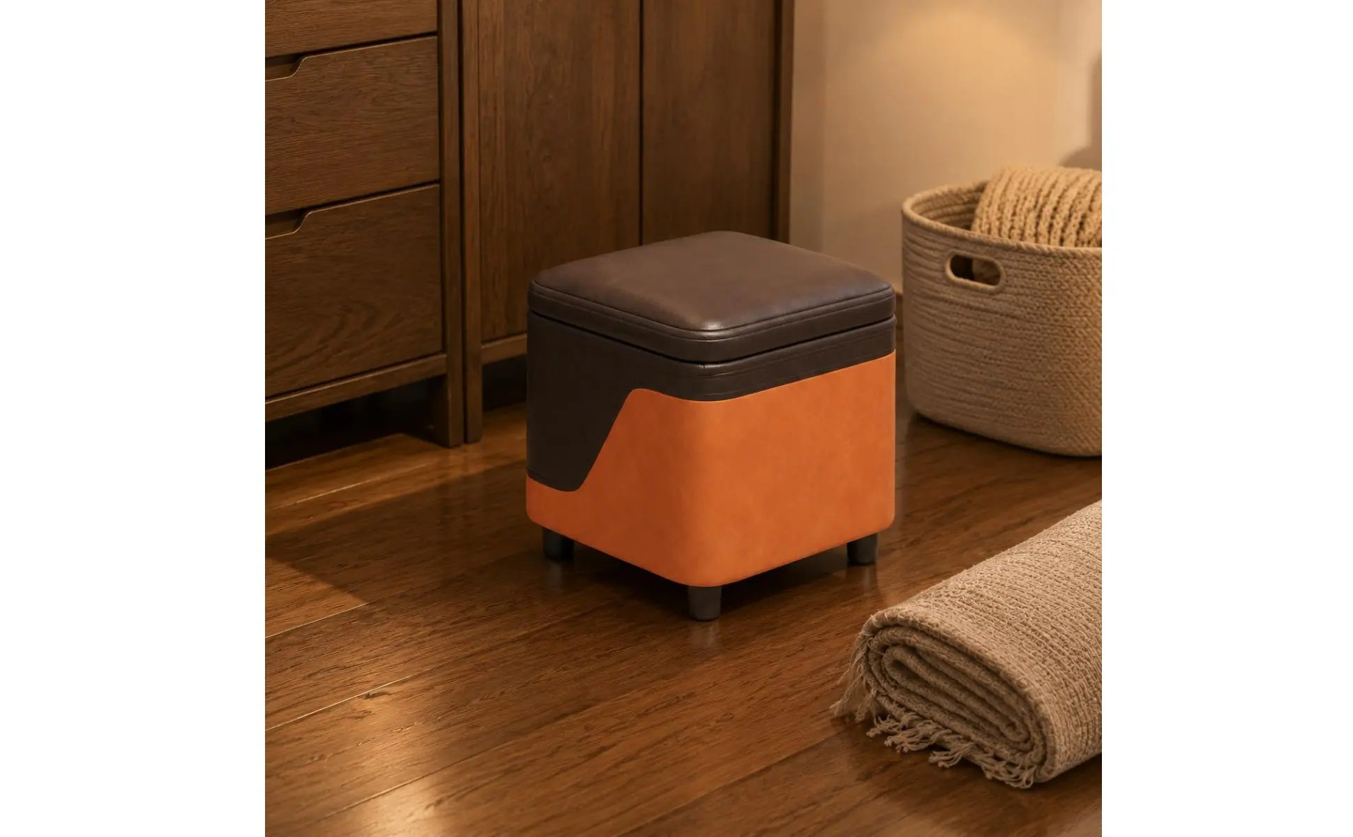 Storage Ottoman Space Saving Small Storage Ottoman Foot Rest Bench Sturdy Home Furniture Easy to Clean for Entryway, Living Room