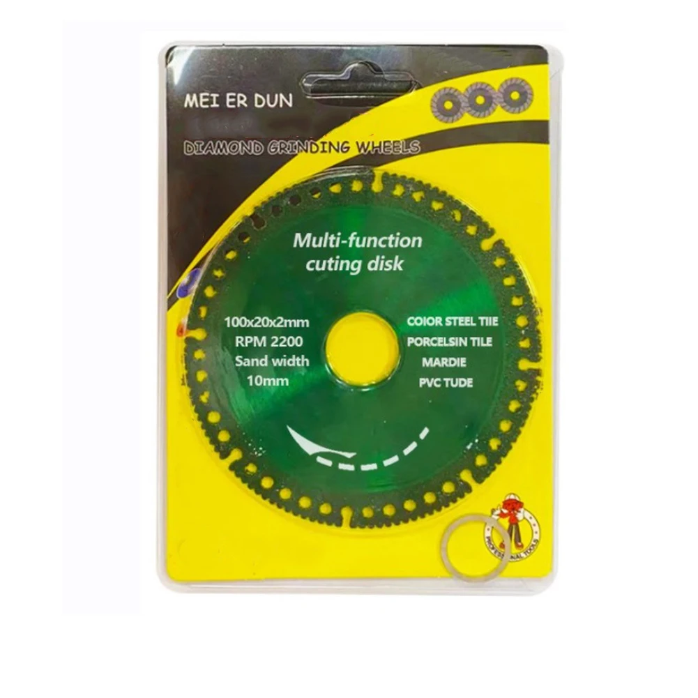Disco de corte de diamante multifuncional, hoja de sierra de 100mm, diámetro de 20mm, herramientas de amoladora angular de corte de tubería de PVC, cerámica, azulejo de mármol, 1 unidad