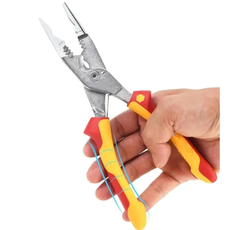 

1pc 8-in-1 Multifunctional Electrician's Pliers Insulating Tips Stripping Crimping Cable Cutters Stripper Practical Household