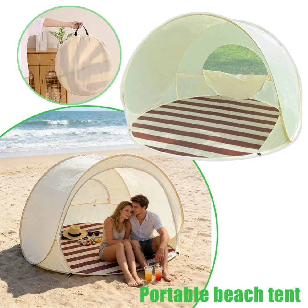 UV Protection Beach Tent Or Mat Portable Quick Setup For 3 4 People Large Capacity Instant Open Close Camping Picnic Canopy