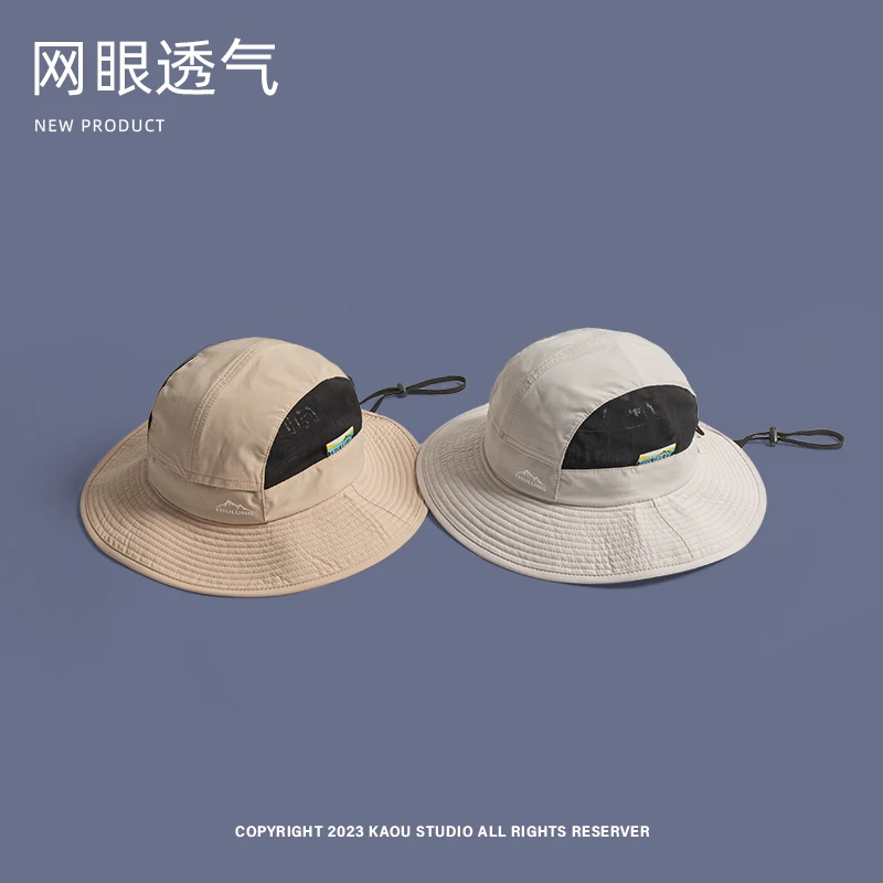 Japanese Functional Style Sunscreen Bucket Hats for Men and Women Summer Outdoor Leisure Mesh Breathable Quick Drying Hiking Cap