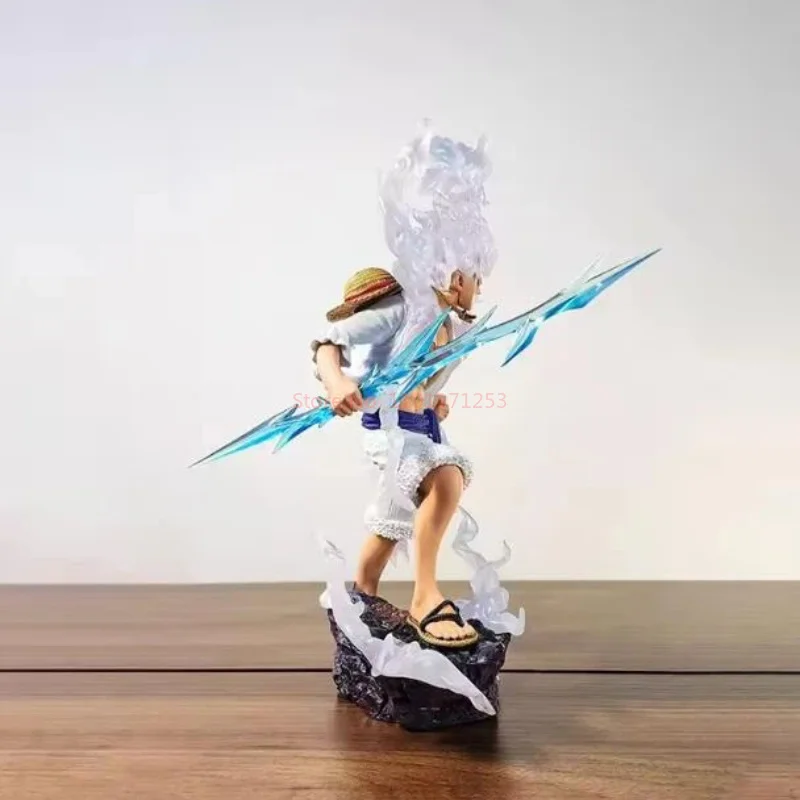 Figura de One Piece de Anime Lightning Luffy Gear 5, colección de adornos de muñecos Sun God Nikka, modelo de figuras de acción de PVC de 27cm, juguete para niño