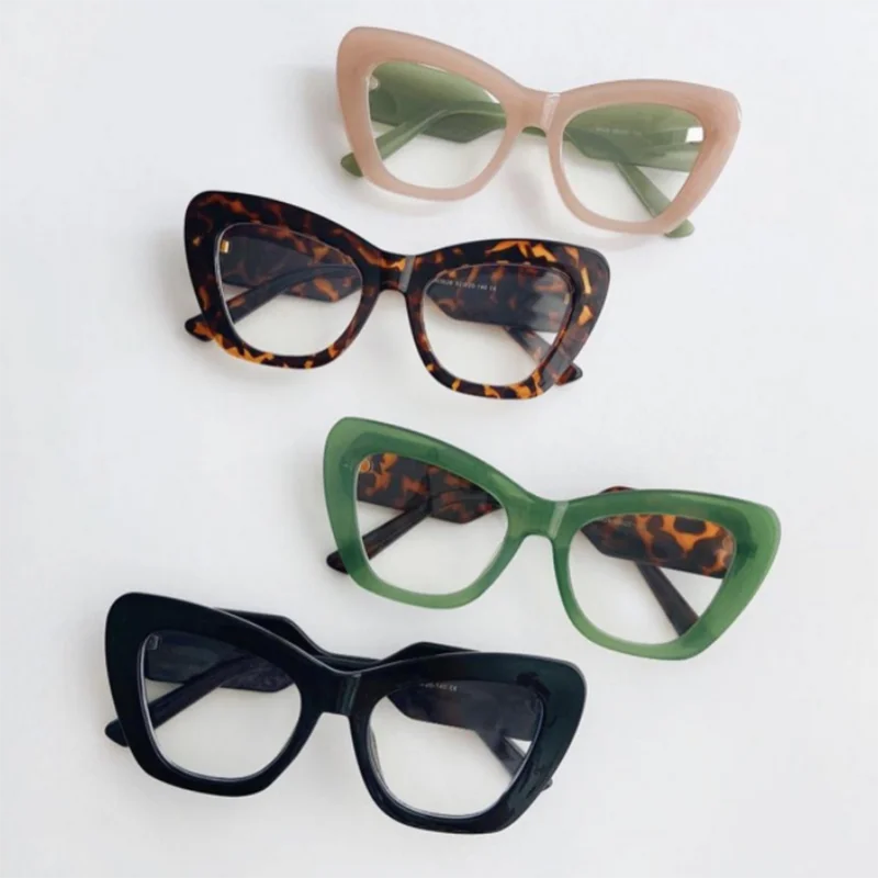 Cat Eye Color Matching Clear Lens Glasses Myopia Nerd Spectacles Degree -0.5 -1.0 -2.0 to -6.0, Fashion Hyperopia +0.5 to +6.0